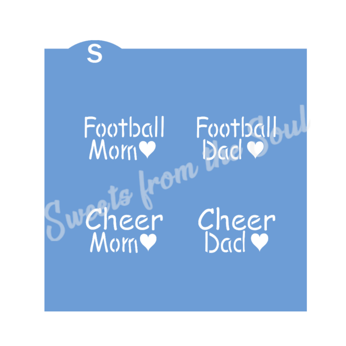 Football Cheer Mom & Dad 2-piece Cookie Stencil