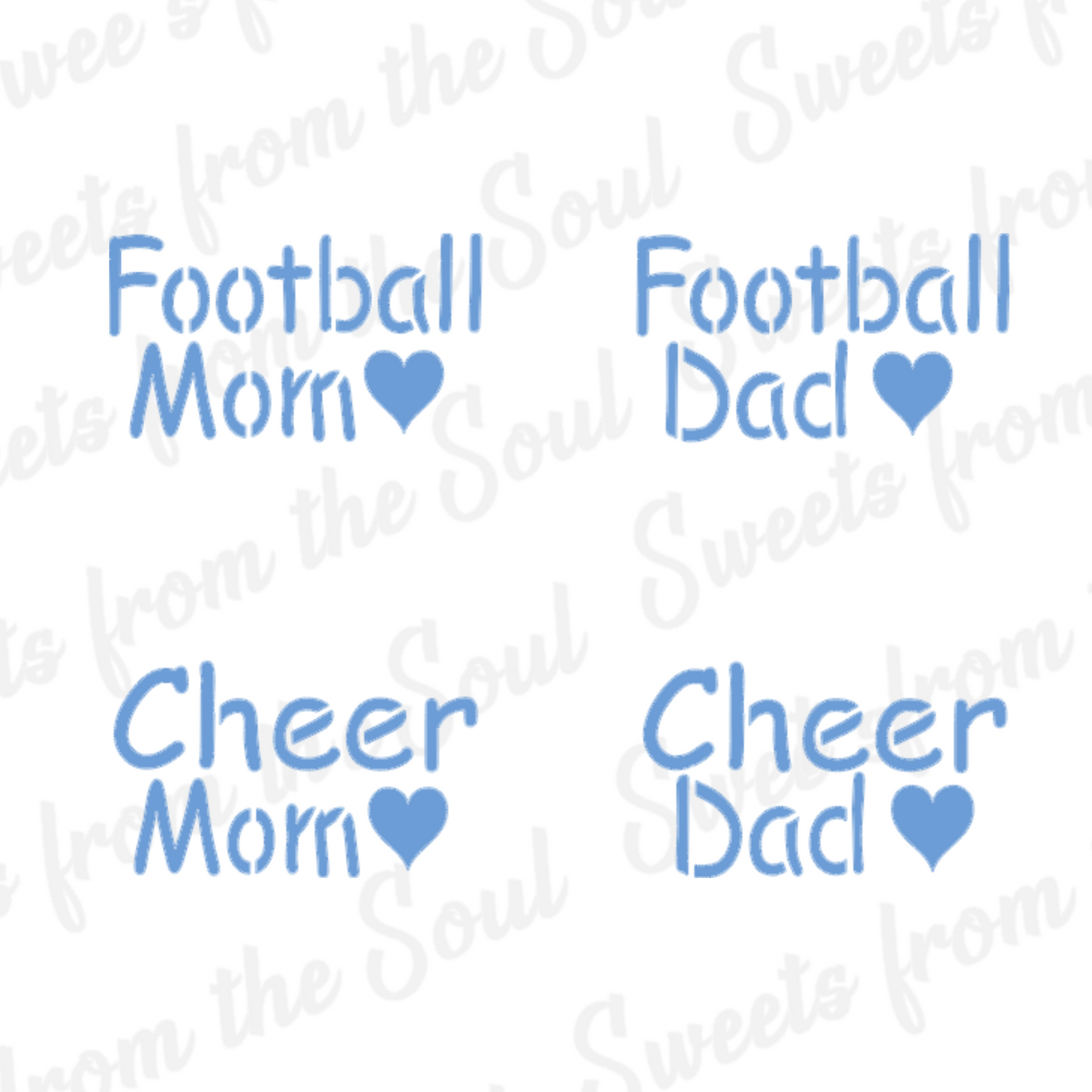 Football Cheer Mom & Dad 2-piece Cookie Stencil