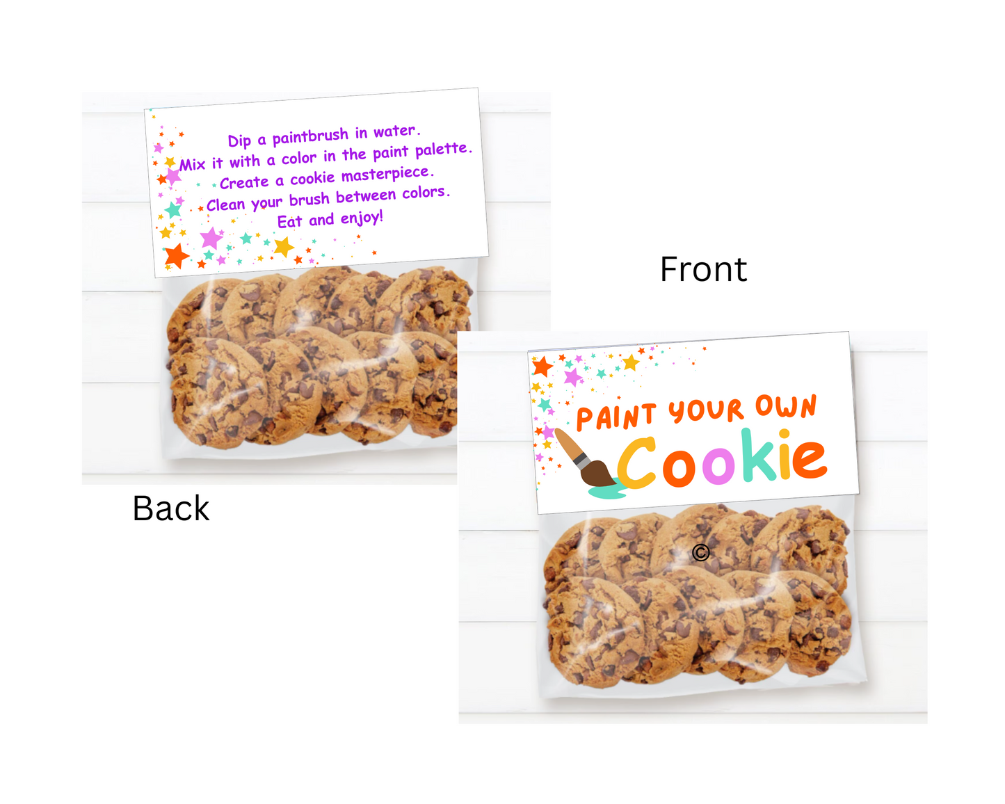 Digital File: Printable PYO Paint Your Own Cookie Bag Toppers, Gift Tags, & Stickers Bundle