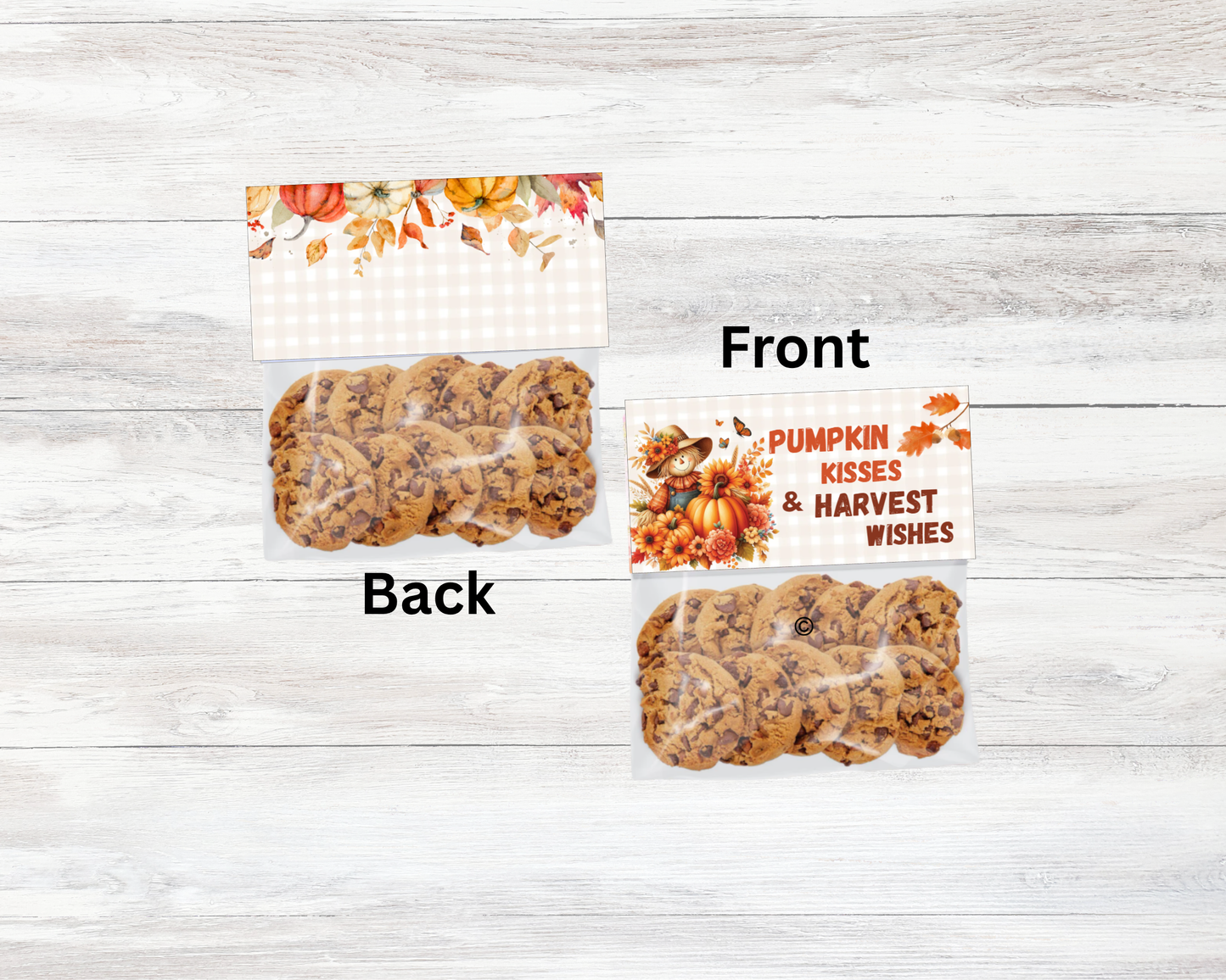 Digital File: Printable Pumpkin Kisses and Harvest Wishes Bag Toppers, Gift Tags, & Stickers Bundle