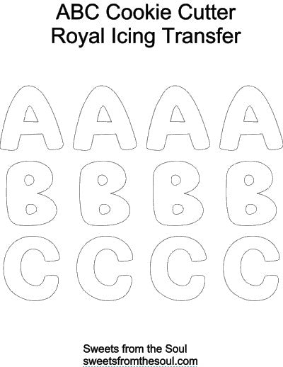 ABC Cookie Cutter with Royal Icing Transfer Template