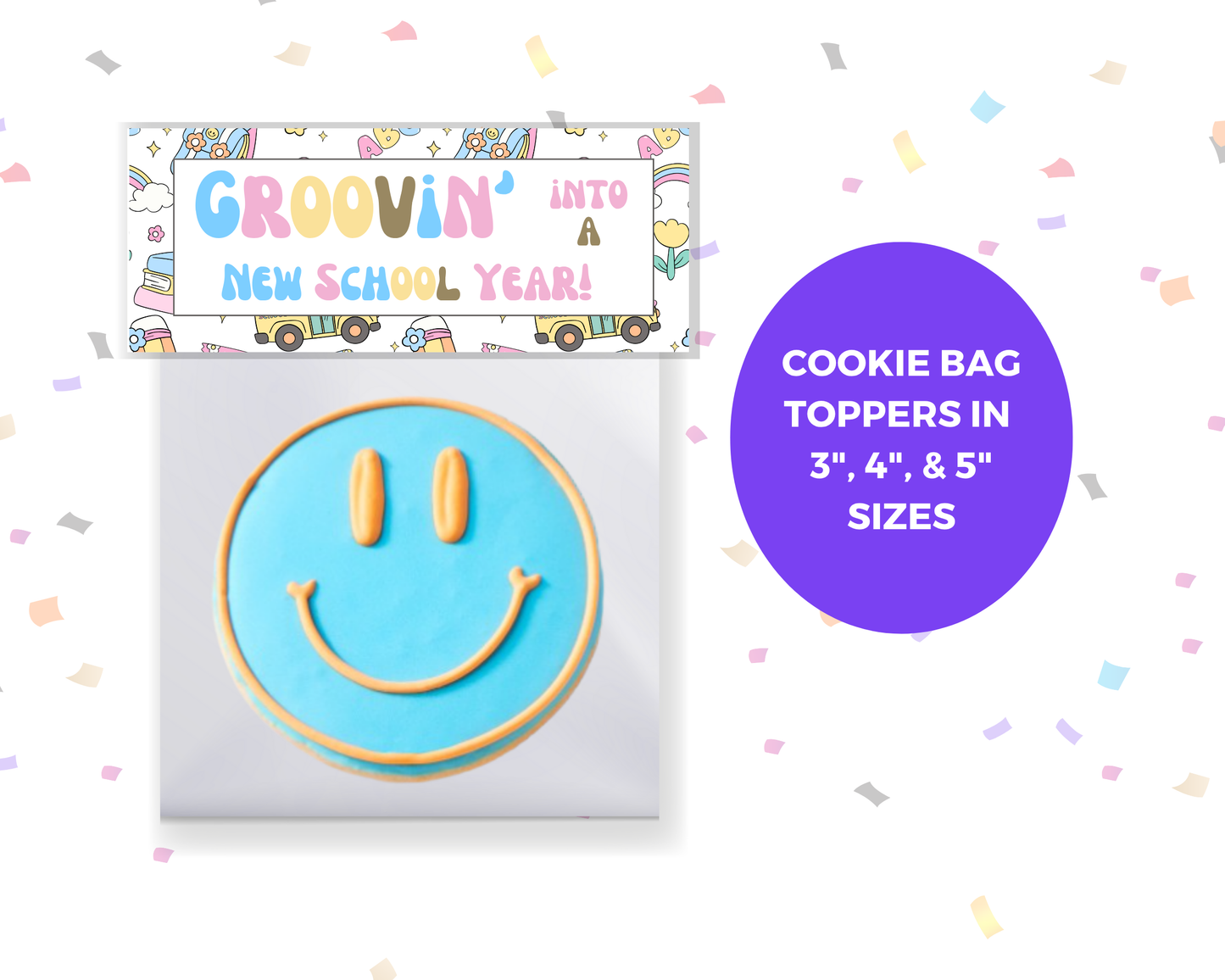 Digital File: Printable Groovin' Into a New School Year! Bag Toppers, Gift Tags, & Stickers Bundle