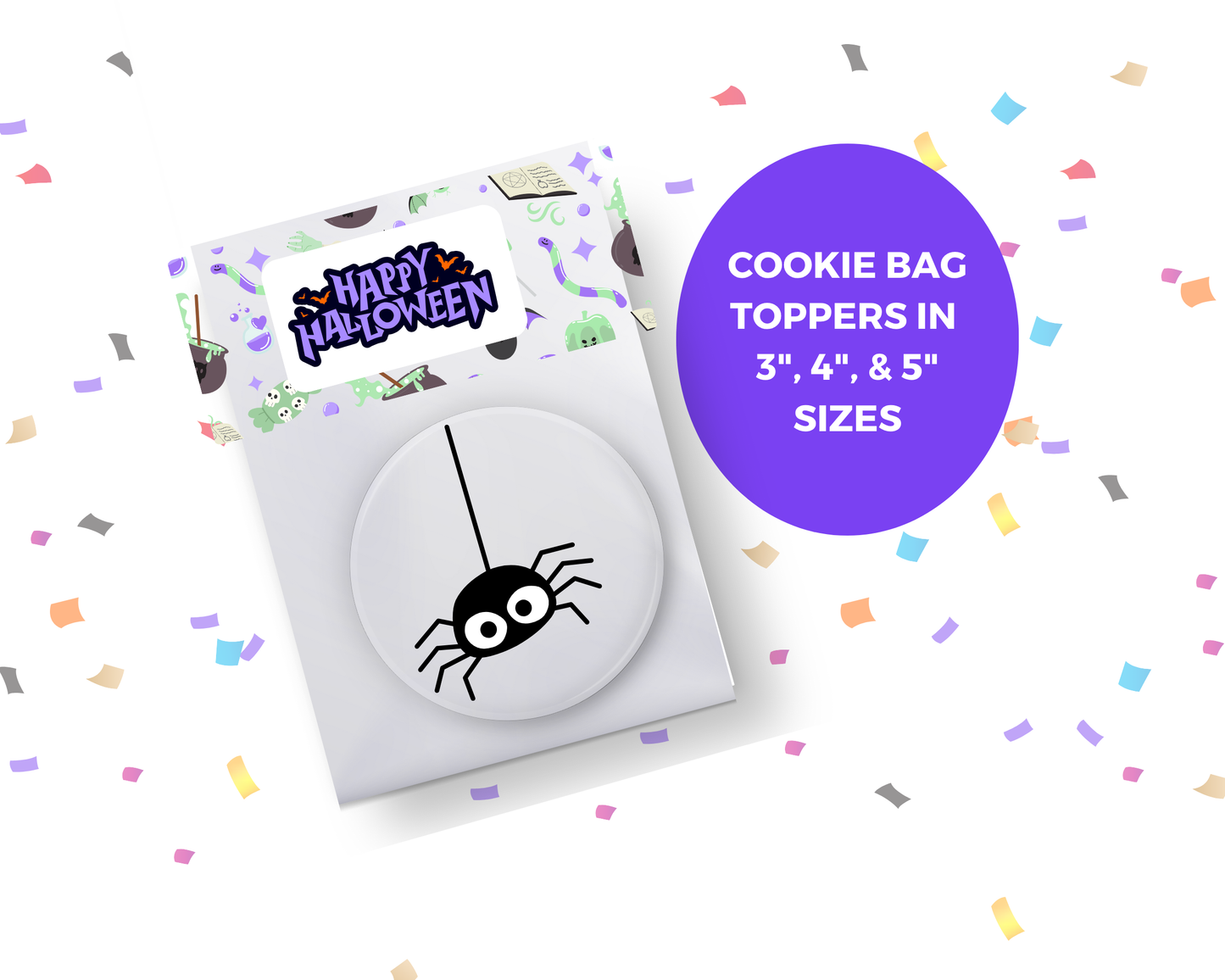 Digital File: Printable Happy Halloween Treat/Cookie Bag Toppers, Gift Tags, & Stickers Bundle