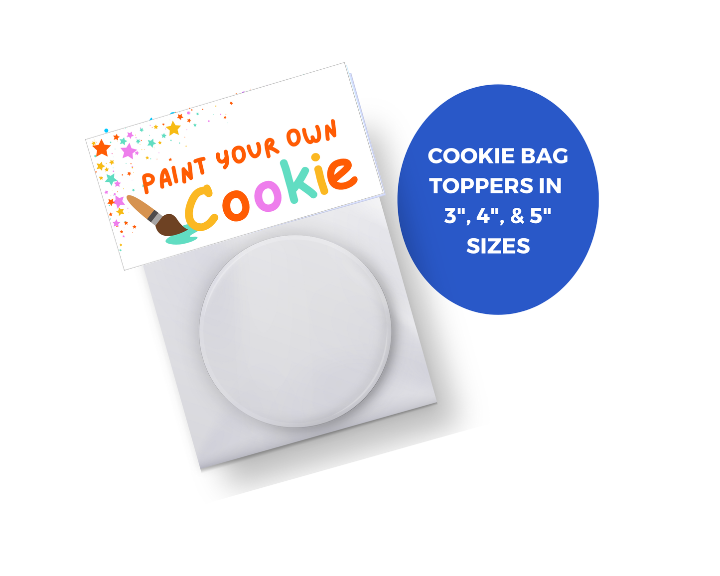Digital File: Printable PYO Paint Your Own Cookie Bag Toppers, Gift Tags, & Stickers Bundle