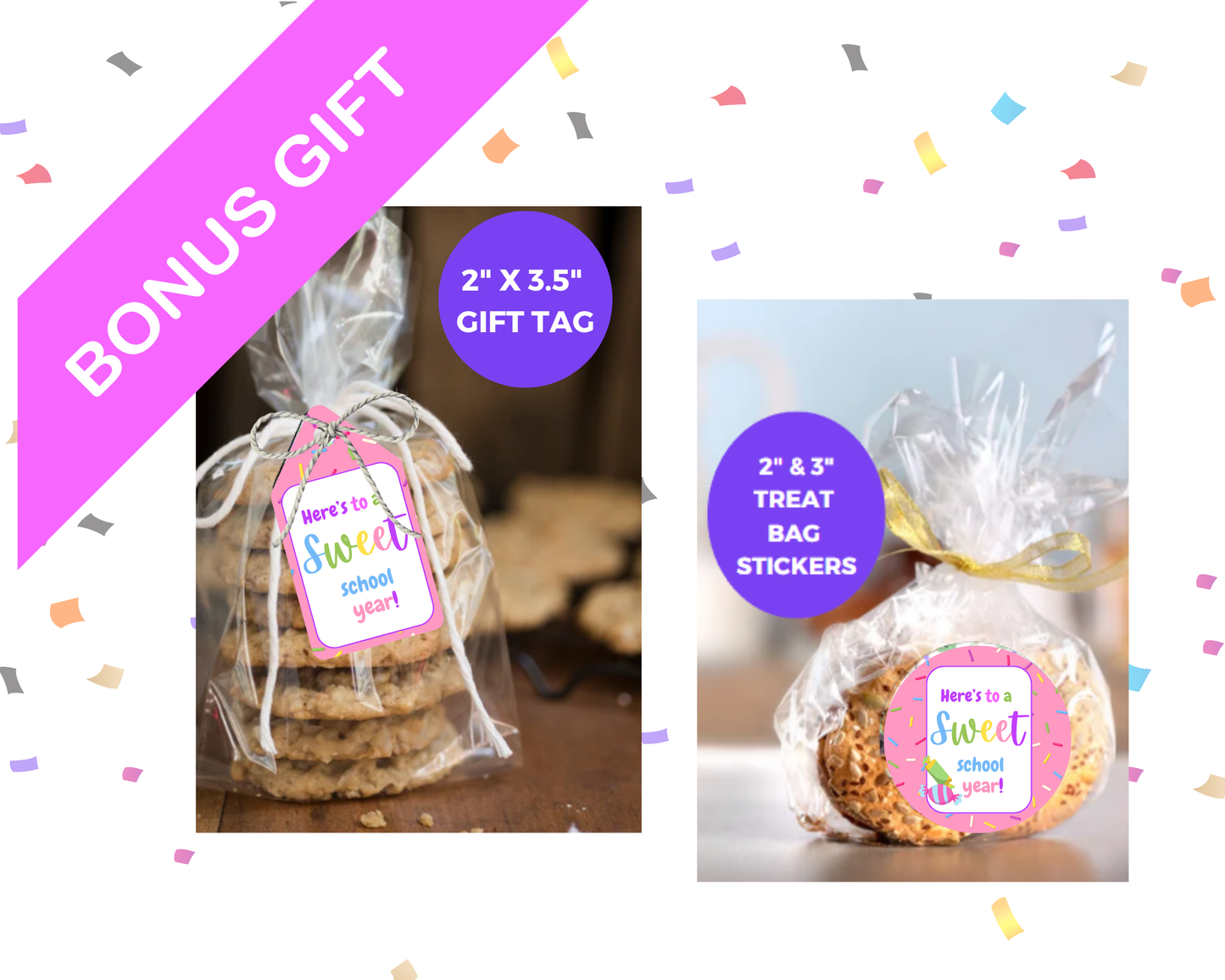 Digital File: Printable Here's to a Sweet School Year Bag Toppers, Gift Tags, & Stickers Bundle