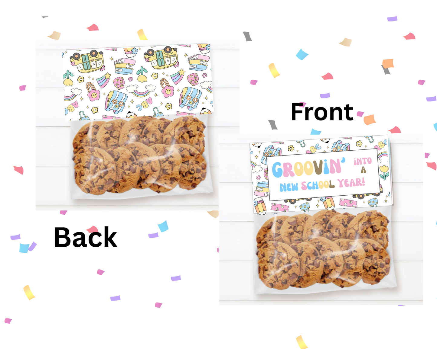 Digital File: Printable Groovin' Into a New School Year! Bag Toppers, Gift Tags, & Stickers Bundle