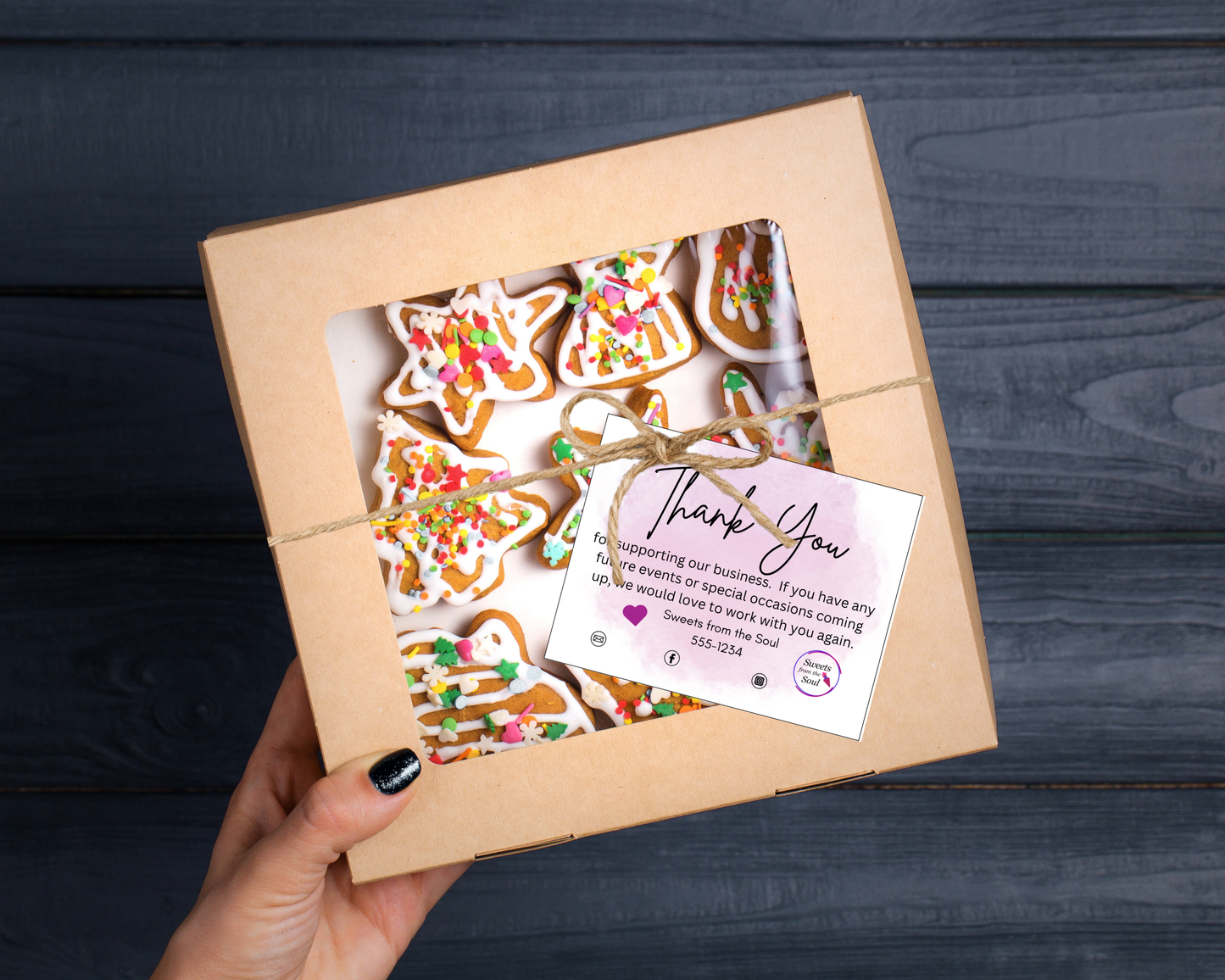 Editable Cookie Care Card & Thank You Card Template