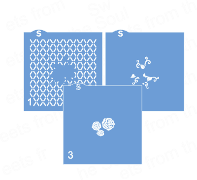 Roses & Lattice 3-Piece Layered Stencil Set