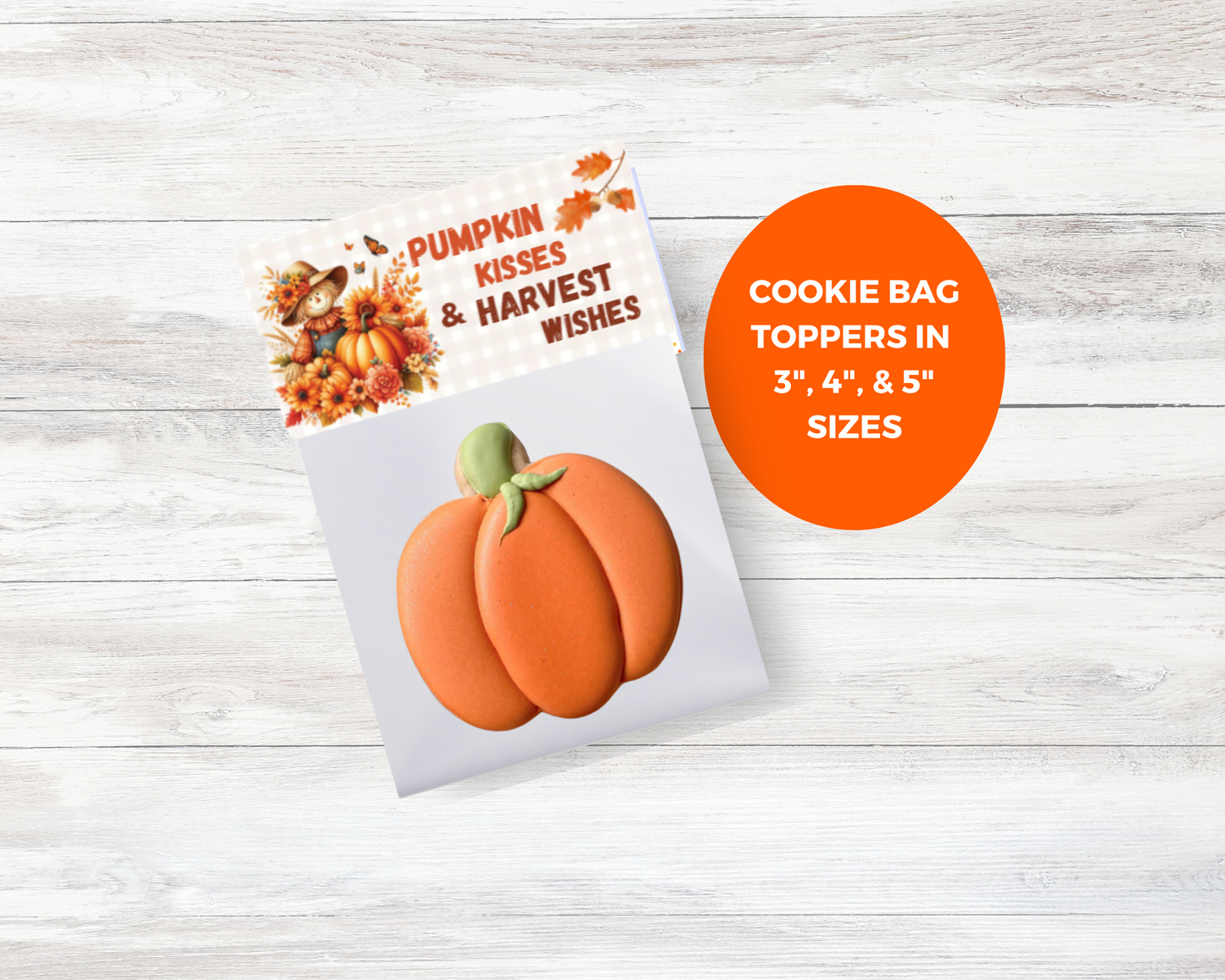 Digital File: Printable Pumpkin Kisses and Harvest Wishes Bag Toppers, Gift Tags, & Stickers Bundle