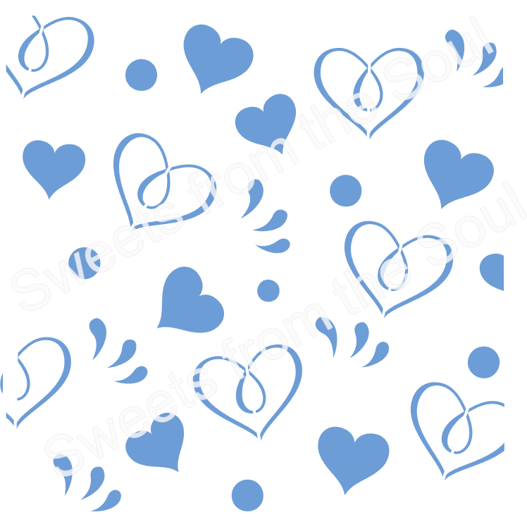 Cutesy Hearts Background Cookie Stencil