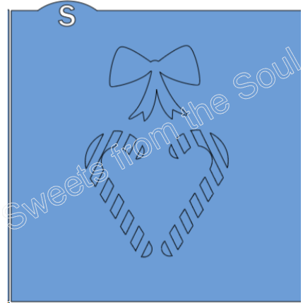 Candy Canes with Bow Cookie Stencil