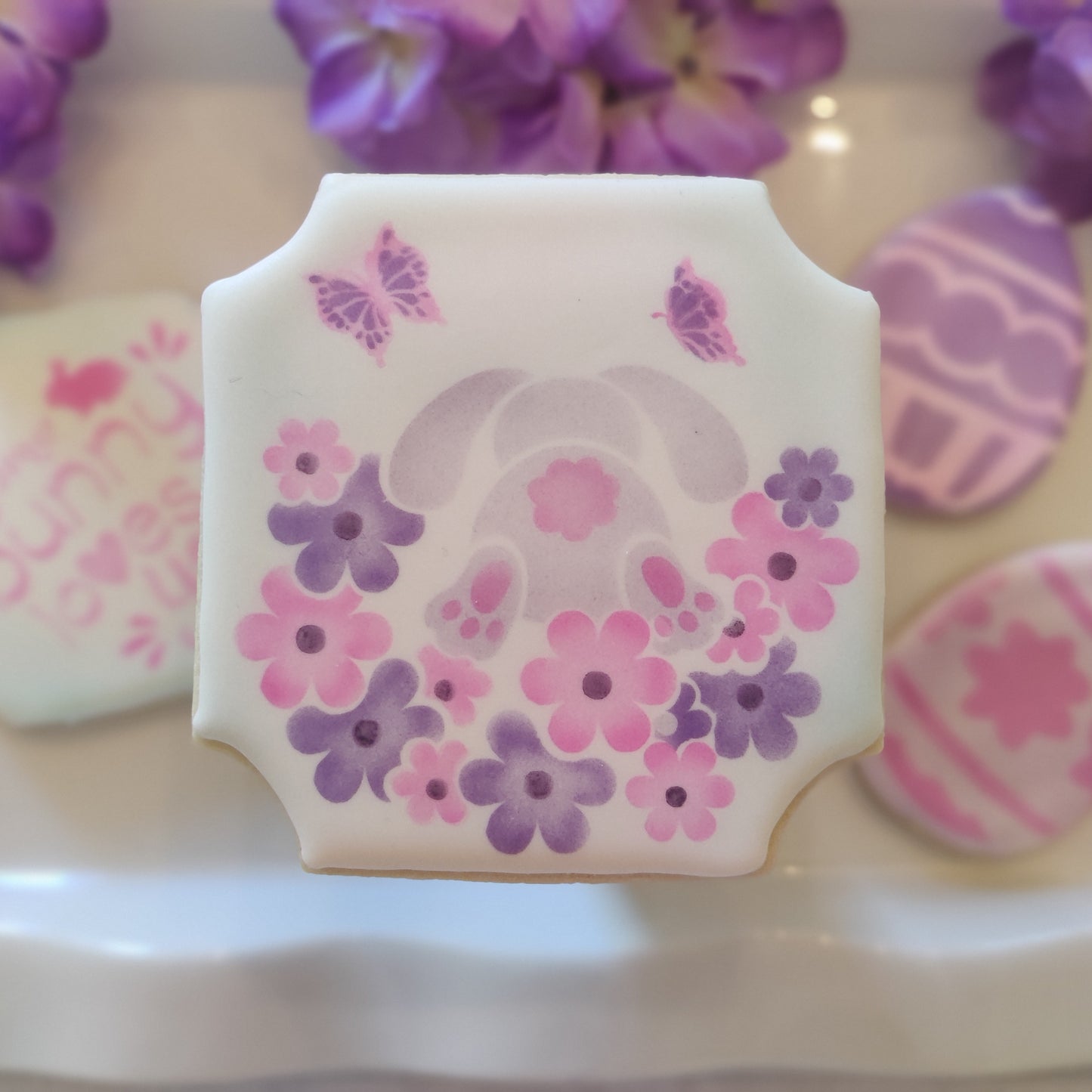 Easter Rabbit in Flowers 3-piece Layered Stencil Set