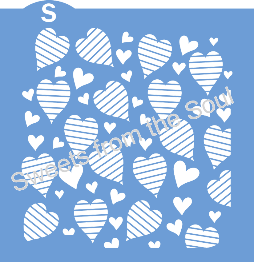 Striped Hearts Background Cookie Stencil