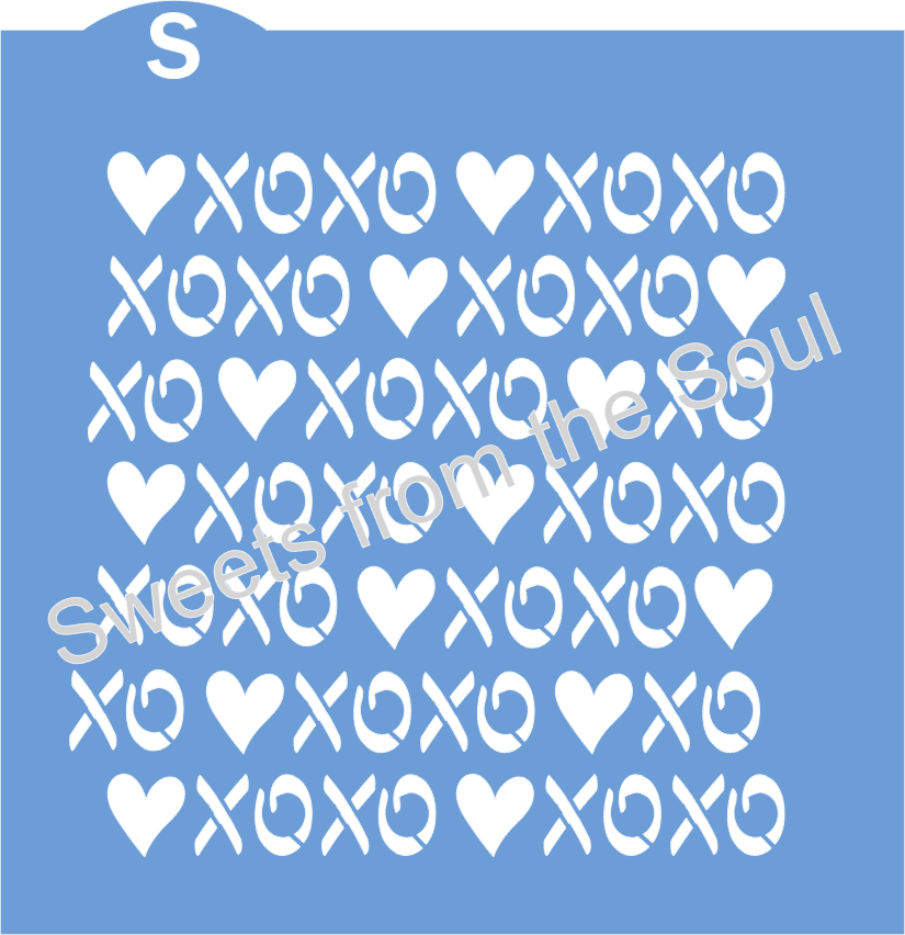 XOXO Heart Background Cookie Stencil