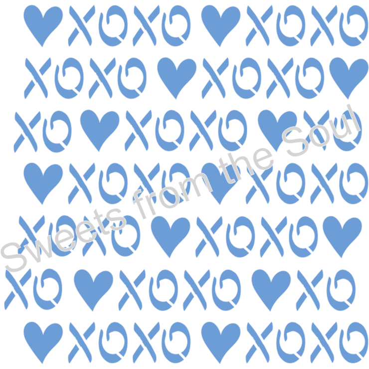 XOXO Heart Background Cookie Stencil
