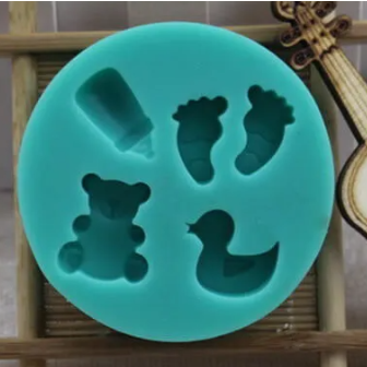 Baby Bear, Duck, Footprint, & Bottle Silicone Fondant Mold
