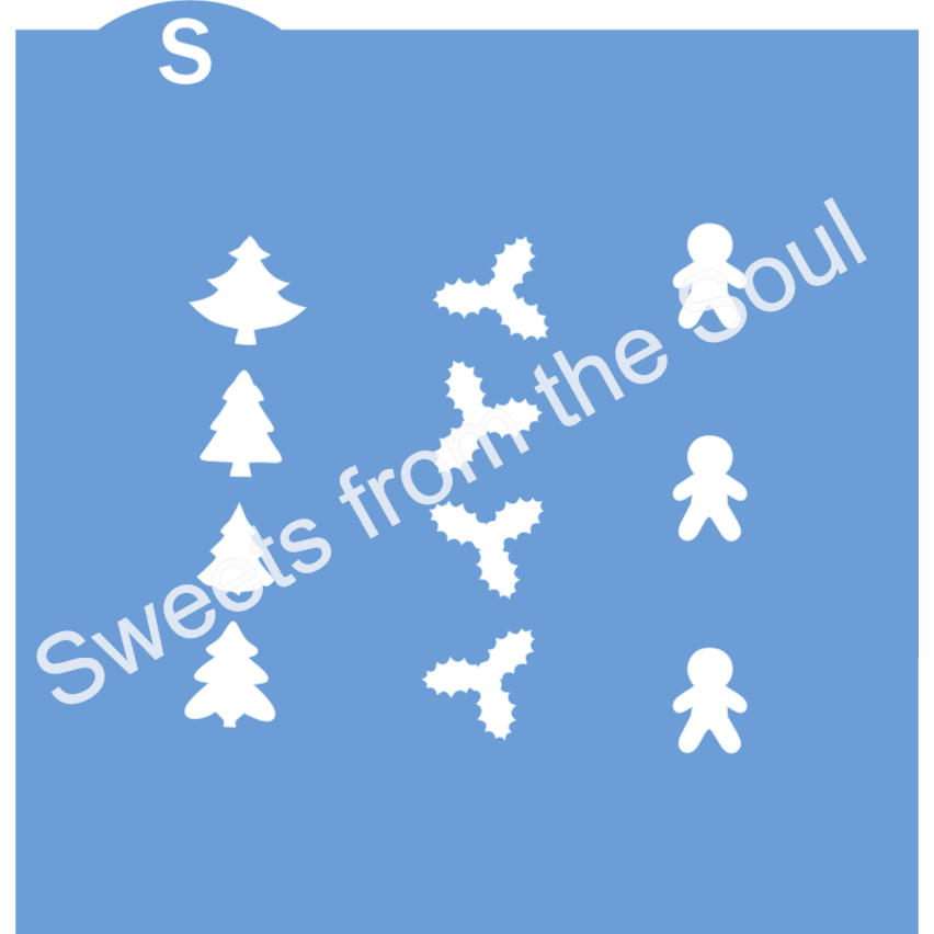 Trees, Gingerbread, and Holly Cookie Stick Stencil