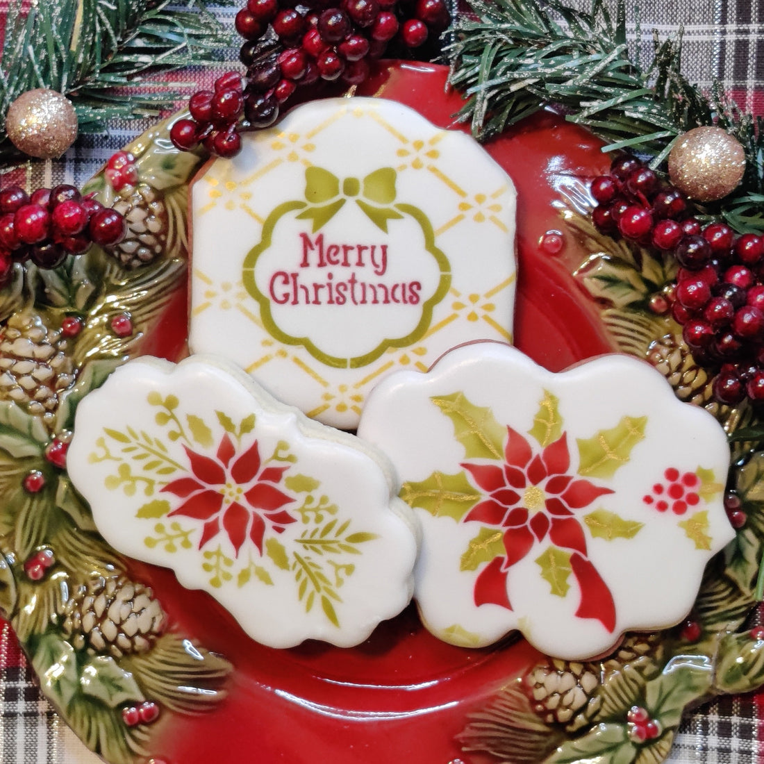 Elegant Holiday Message Cookies with Stencils
