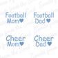 Football Cheer Mom & Dad 2-piece Cookie Stencil