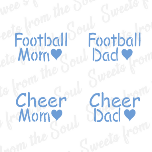 Football Cheer Mom & Dad 2-piece Cookie Stencil