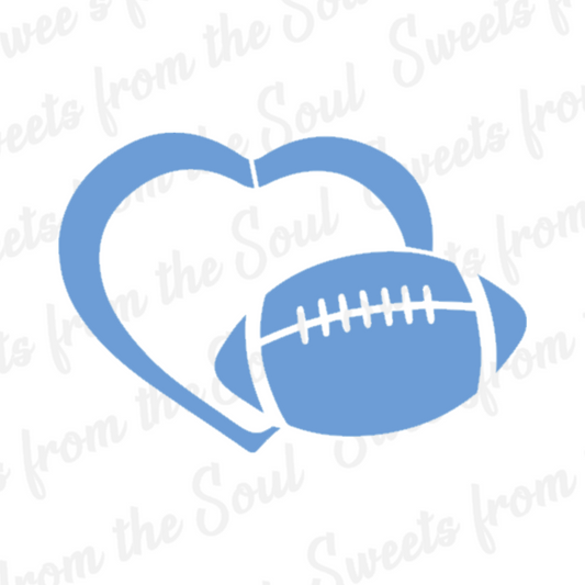 Football in Heart Cookie Stencil