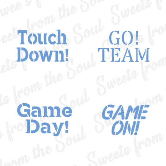 Football Messages 2-piece Cookie Stencil Set