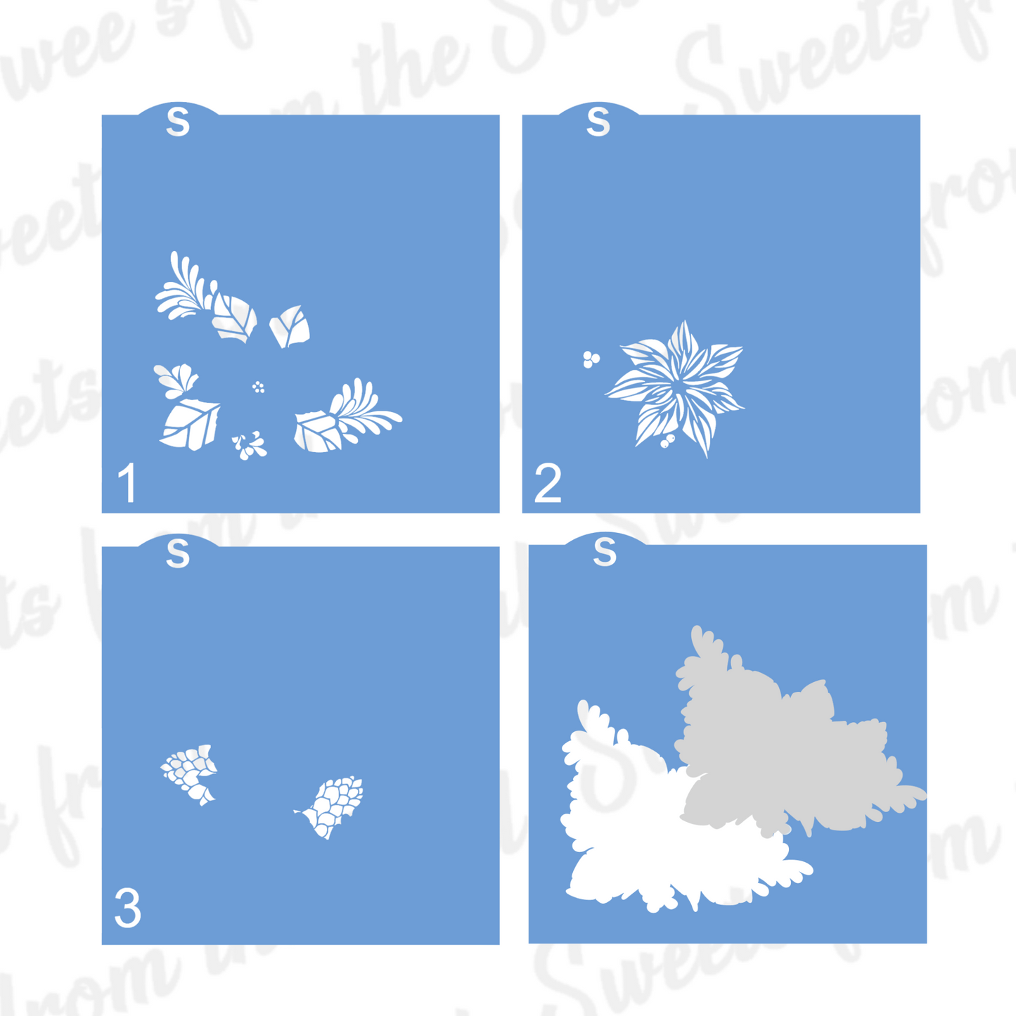 Poinsettia & Pinecones Layered Stencil Set Bundle
