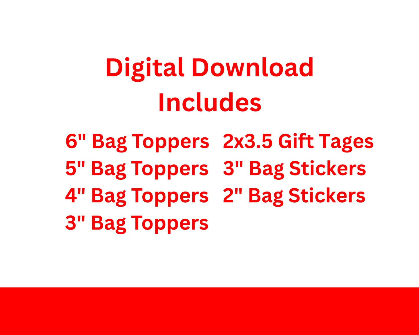 Digital File: Merry Christmas Cookie Bag Toppers, Gift Tags, & Stickers Bundle
