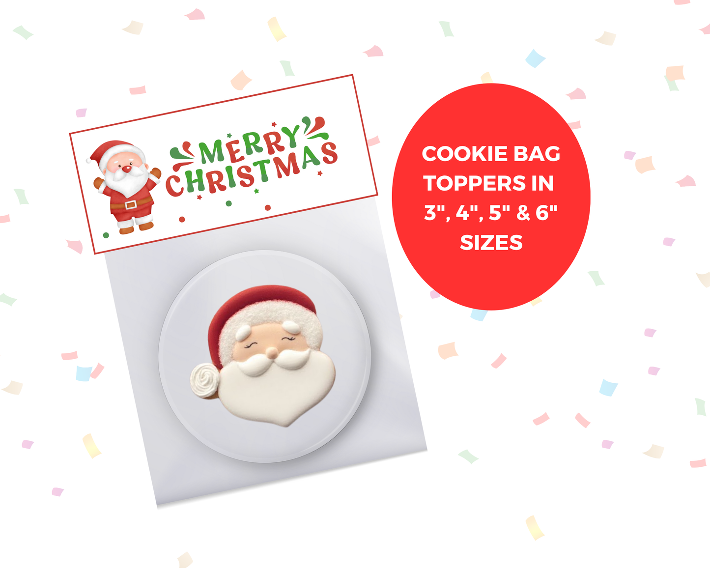 Digital File: Merry Christmas Cookie Bag Toppers, Gift Tags, & Stickers Bundle