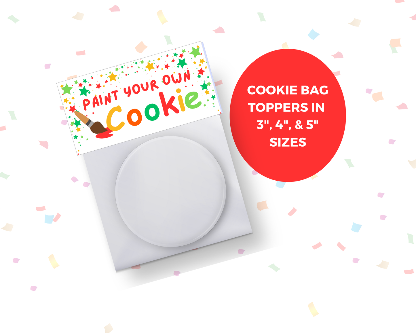 Digital File: Printable Holiday PYO Paint Your Own Cookie Bag Toppers, Gift Tags, & Stickers Bundle