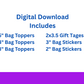 Digital File: Printable PYO Paint Your Own Cookie Bag Toppers, Gift Tags, & Stickers Bundle
