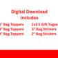 Digital File: Printable Holiday PYO Paint Your Own Cookie Bag Toppers, Gift Tags, & Stickers Bundle