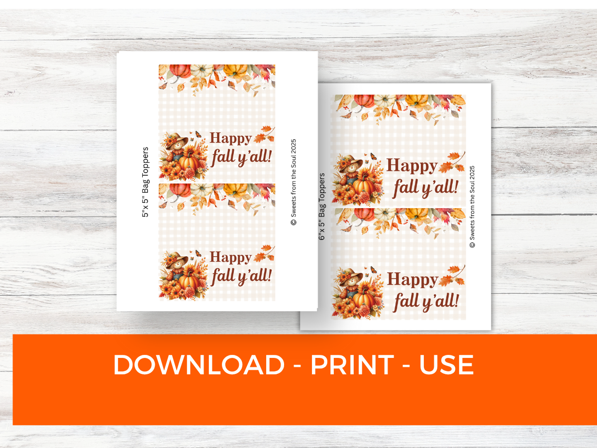 Digital File: Printable Happy Fall Y'all! Bag Toppers, Gift Tags, & Stickers Bundle