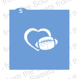 Football in Heart Cookie Stencil