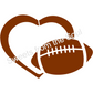 Football in Heart Cookie Stencil