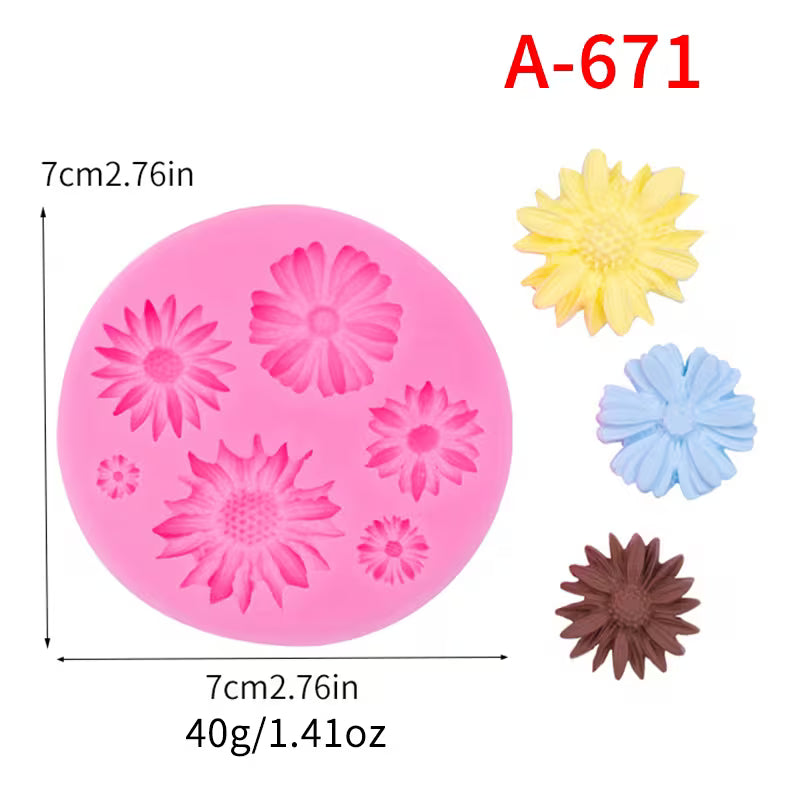 Large and Small Sunflower Flower Shape Silicone Baking Mold