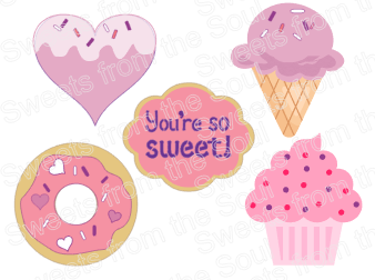 "You're So Sweet!" 5-Piece Stencil and Cookie Cutters Set