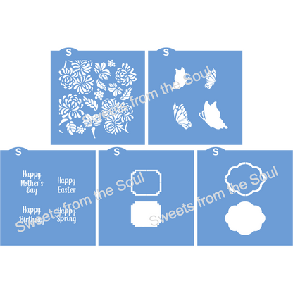 Spring Flowers Layered Stencil Set