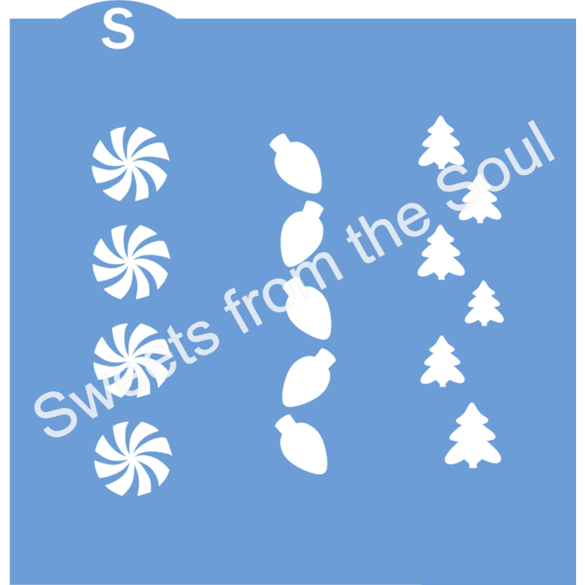 Digital SVG File: Candy, Lights, and Trees Cookie Stick Stencil